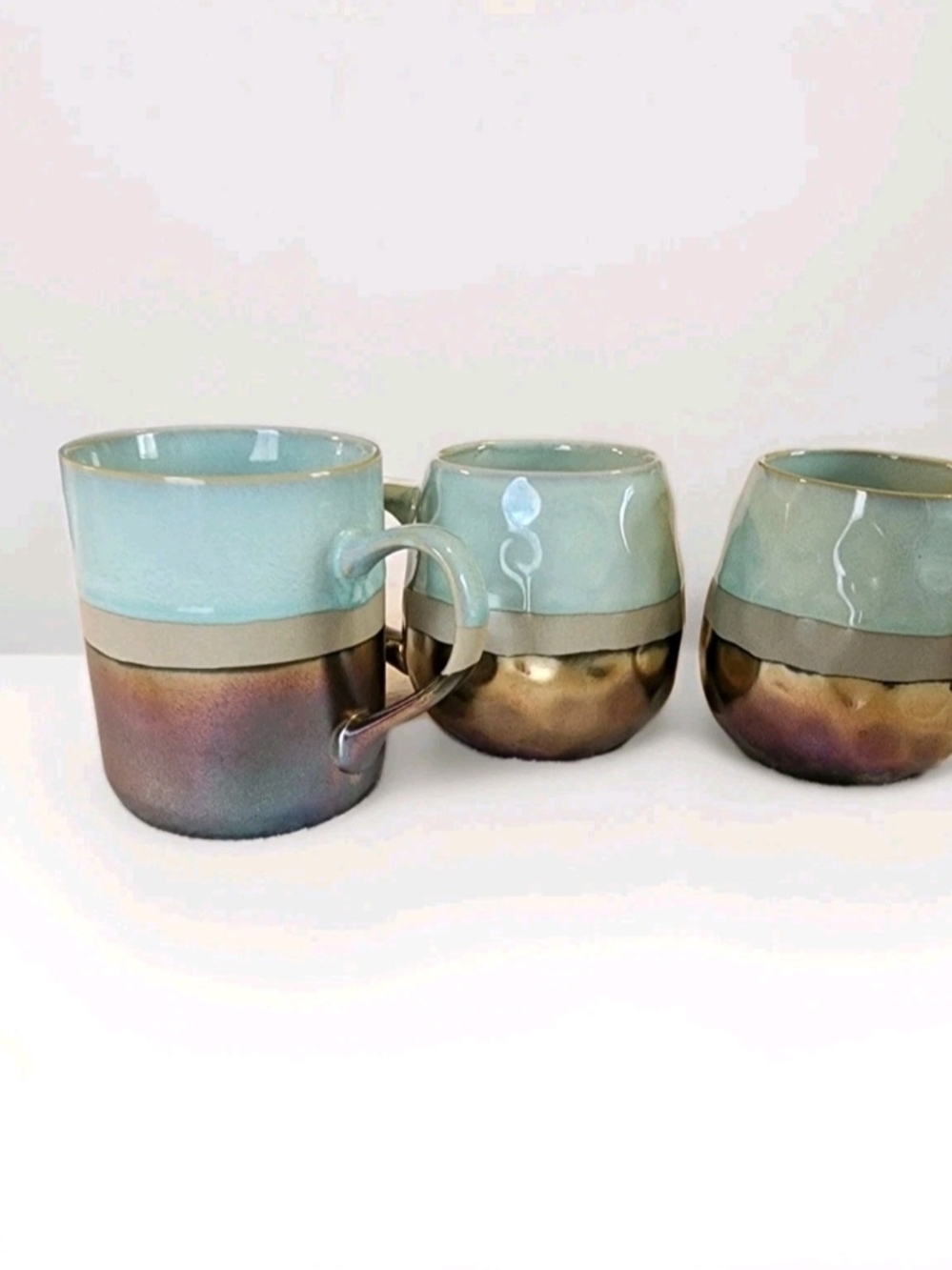 Roscher Stoneware Glazed Two-Tone Ceramic Mug Set Of 3